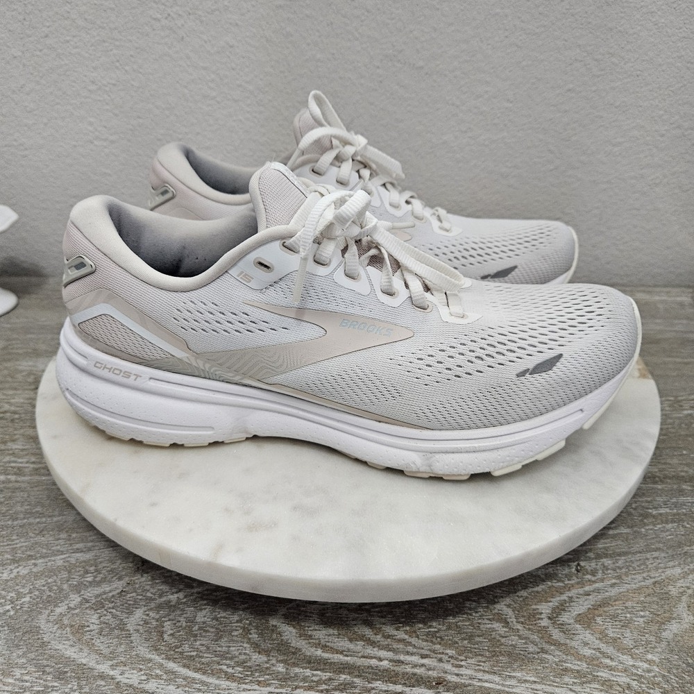 Brooks Ghost 15 Womens 9.5 B Shoes White Running Walking Sneaker 1203801B189 - Picture 3 of 10